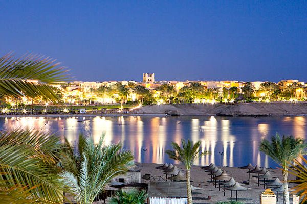 dusk in marsa alam with beach and sea